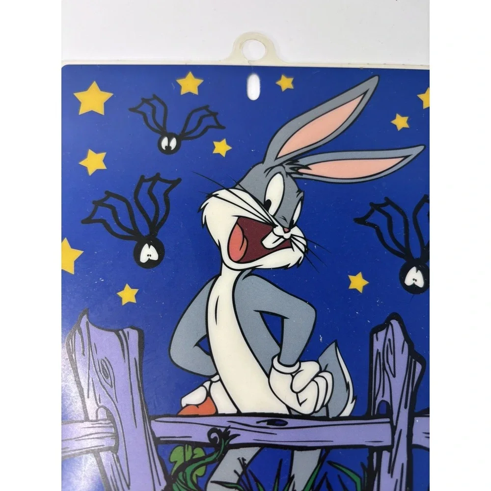 🎃VINTAGE LOONEY TUNES HAPPY HALLOWEEN BUGS BUNNY 9x6 Window Suction Cup Hanger
